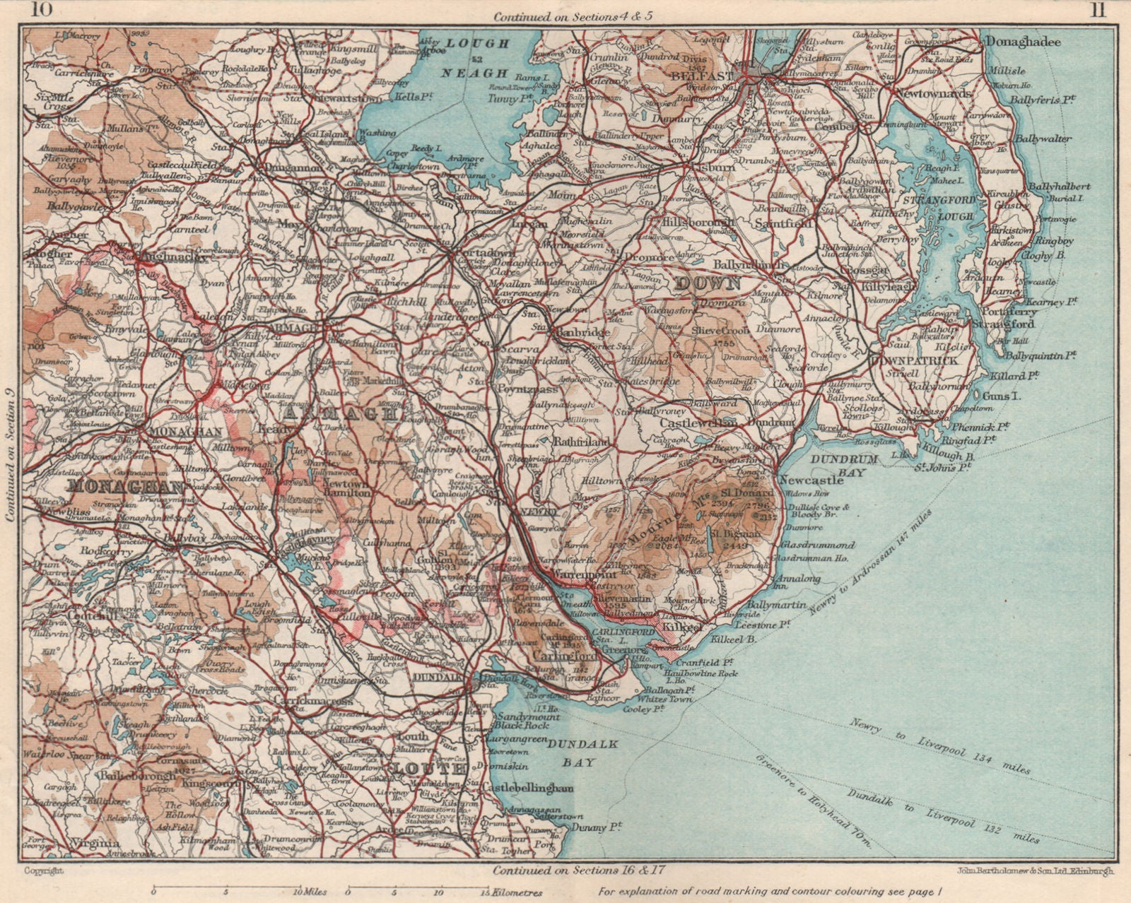 ULSTER. Down Armagh Monaghan. Louth. Belfast. Vintage map plan. Ireland 1949